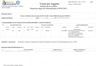 Visura catastale per nominativo